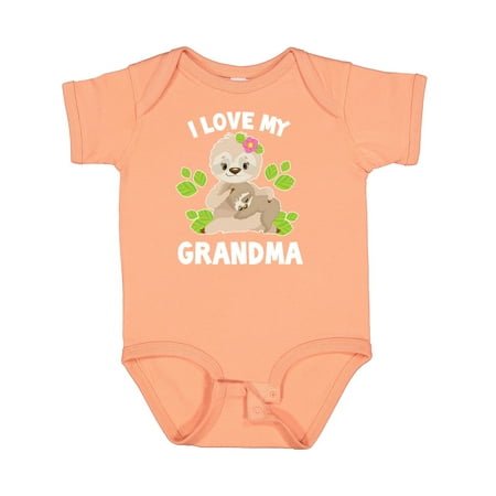

Inktastic Cute Sloth I Love My Grandma with Leaves Boys or Girls Baby Bodysuit