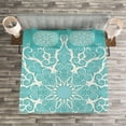 thumbnail image 3 of Ambesonne White Quilted Bedspread Set 3 Pcs, Symmetrical Floral Curves, Queen Size, White, 3 of 3