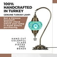 thumbnail image 3 of DEMMEX Authentic Turkish Lamp, Made in Turkey, Turkish Moroccan Mosaic Table Bedside Lamp, 100% Handcrafted, Antique Brass Color Metal Body and Decorated Metal Base, Gooseneck, 15" (Turquoise), 3 of 8