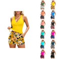 thumbnail image 1 of Tankini Swimsuits for Women 2026 Trendy Modest Deep V Neck Crossover Top with Swim Shorts Two Piece Bathing Suits Woman, 1 of 5