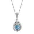 thumbnail image 2 of 10k White Gold Swiss Blue Topaz & 1/8 Carat T.W. Diamond Halo Pendant Necklace, 2 of 2