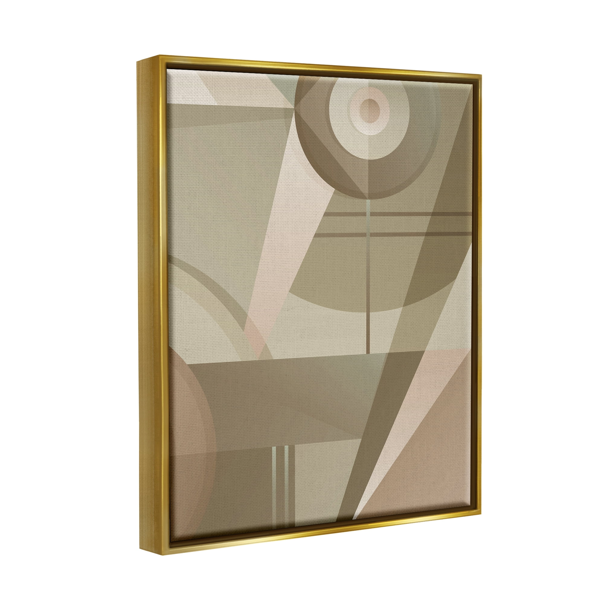 Stupell Industries Tan Geometric Abstract Abstract Painting Gold Floater Framed Canvas Art Print Wall Art, 17 x 21