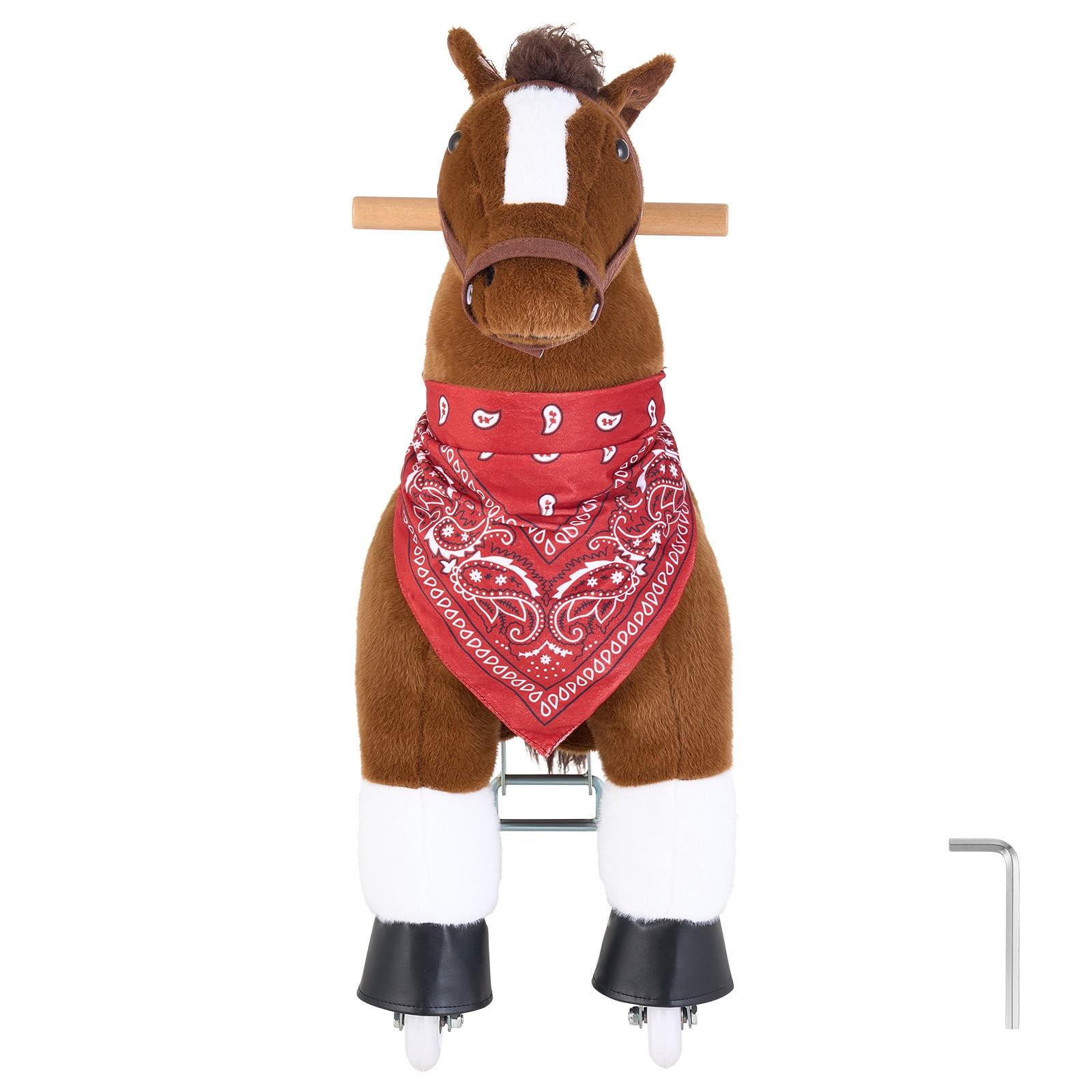 KFFKFF Ride-On Horse Toy for Kids, No Battery Needed, Smooth Wheels with Safety Stop Ring, Enhanced Seat Design, Handles, Pedals, 110 lbs Weight Limit for Ages 3-8