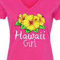 thumbnail image 4 of Inktastic Hawaii Girl Hibiscus Flowers Women's V-Neck T-Shirt, 4 of 5