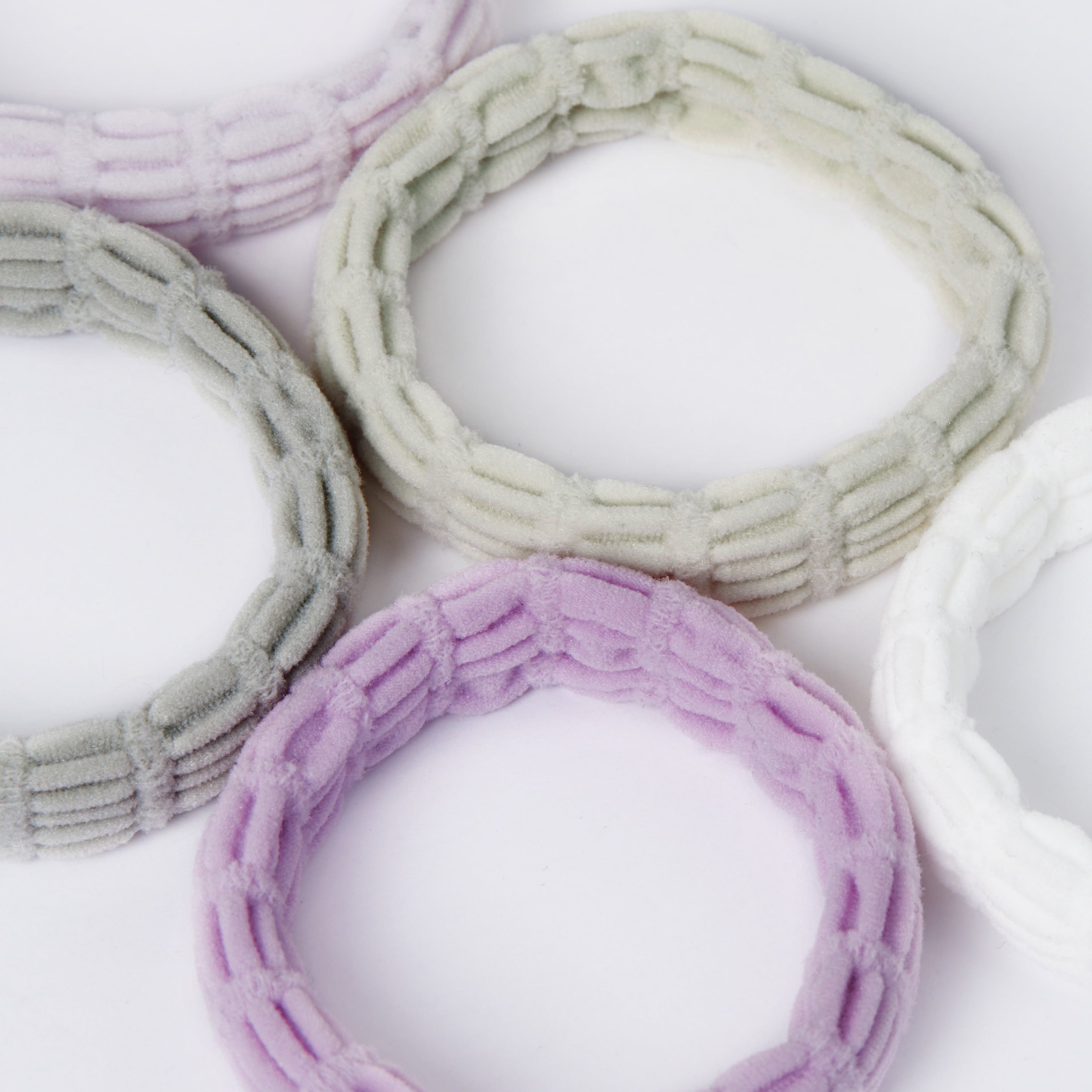Hairitage Mesh Hair Scrunchies - Multi (White, Ivory, Gray, Lavender, Purple)