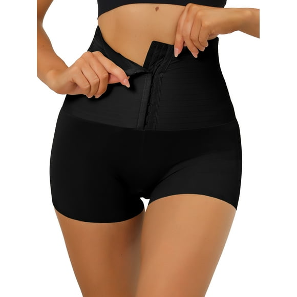 Entrenador de cintura levantador de trasero para mujeres, body shaper, boyshorts de talle alto, shapewear con cierre de ganchos, negro XL