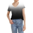 thumbnail image 7 of Aobny Cooling Tops Women Gradient Black T-Shirt V-Neck Elbow-Length Plus Tops for Women Trendy, 7 of 7