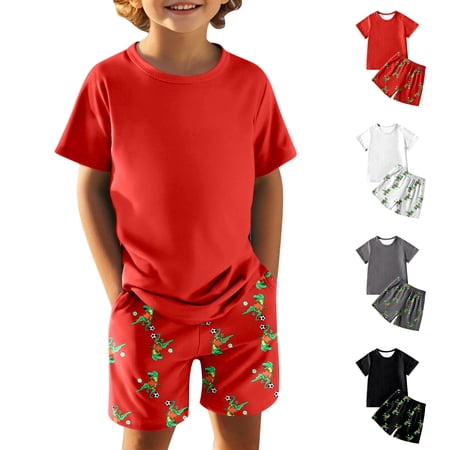 WELOIJEVBE Boys 2 Piece Set Athletic Child Boys Spring Summer Short Sleeve T-Shirt and Shorts clothes for boys 7-8 Years