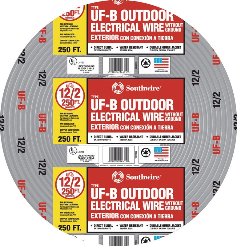 Southwire 250 Ft. 12/2 Solid UF-B Cable - Walmart.com - Walmart.com