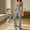Gray, variant on Ynynloco Womens Workout Sets 2 Piece Spaghetti Straps Crop Top High Waist Tummy Control Flared Leg Yoga Pants Yoga Pilates Outfits