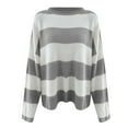 thumbnail image 5 of Clearance Sale! Rigardu Women's Crew Neck Long Sleeved Striped Sweater with Flared Sleeves Grey Xl, 5 of 6