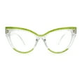 thumbnail image 3 of Womens 2-tone Color Design Horn Rim Cat Eye Clear Lens Fashion Eyeglasses Clear Green Glitter, 3 of 8