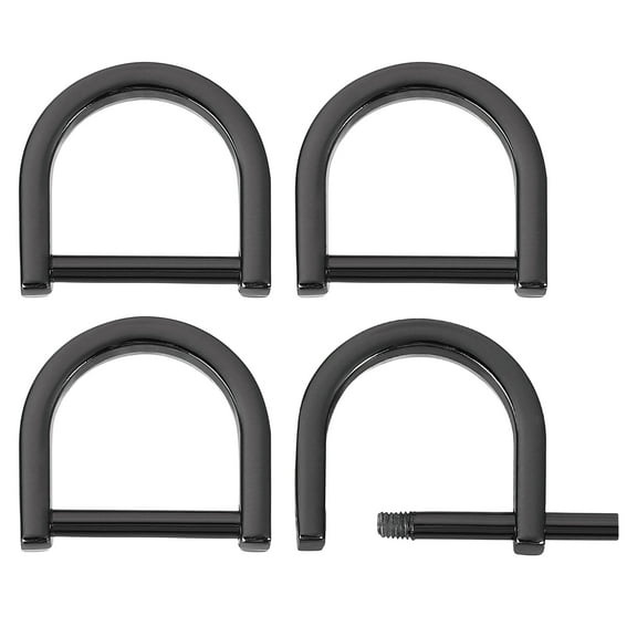 Uxcell D-Rings Screw in Shackle, 4Pack 19mm U Shape D Ring for Bag DIY, Black