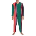 thumbnail image 3 of Gaeub Vertical Stripes Print Mens Pajama Set, Long Sleeve Pajamas for men,Lightweight Button Up Sleepwear,Lounge Pjs Set with Pockets-Medium, 3 of 7