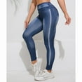 thumbnail image 2 of hotojiny Womens Denim Leggings Fashion Jean Look like Stretch Yoga Pants Casual High Waisted Running Pants, 2 of 4