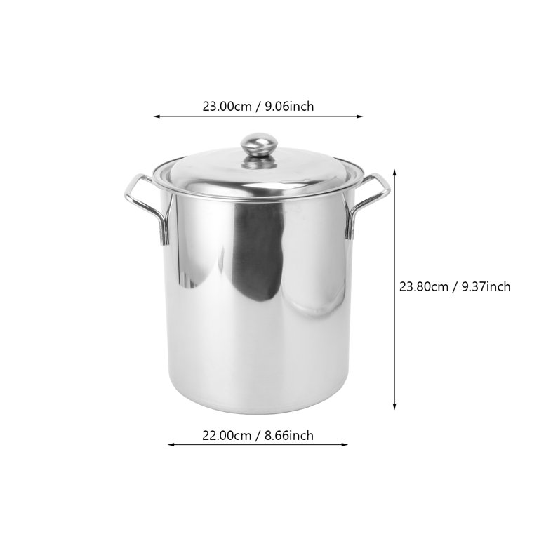 Stainless Steel Thick Stockpot Large Capacity Soup Pot Multipurpose Rice  Bucket with Lid (Strip-type Handle) (22cm) 