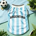 thumbnail image 4 of FENGGHAO Blue and White Argentina Dog Soccer Jersey, Breathable Pet Sportswear with Striped Design, Loose Fit Athletic Shirt for Dogs and Cats, 4 of 6
