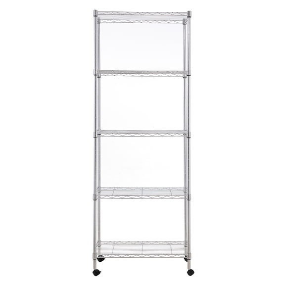 5 tier chrome utility wire shelving unit with 4 casters 14x30x59in