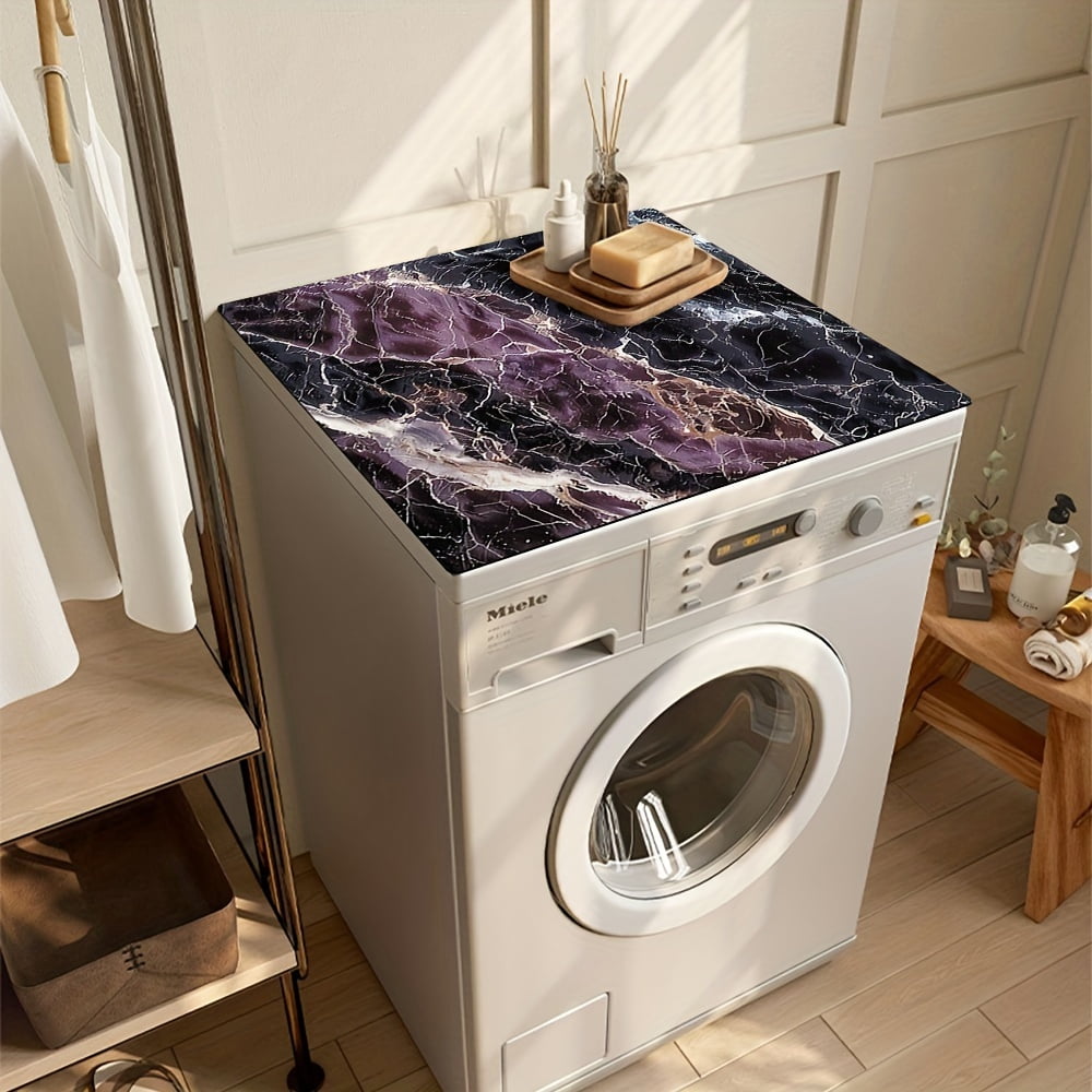 24in×24in, Black Marble Print Pattern, Washer And Dryer Top Protection Mat, Washing Machine Dust Cover Mat, Kitchen Accessories, Non-Slip, For Laundry Bathroom Home Decor, Room Decor