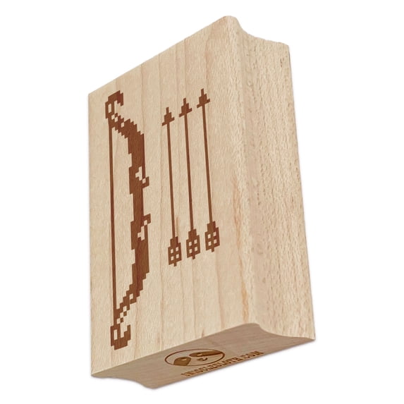 Pixel Bow and Arrow RPG Ranger Archer Weapon Rectangle Rubber Stamp Stamping Scrapbooking Crafting - Small 1.7in