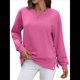 thumbnail image 1 of Sudadera Informal de Cuello Redondo para Mujer, Holgada, Suave y de Larga. Rosa Roja XL, 1 of 10