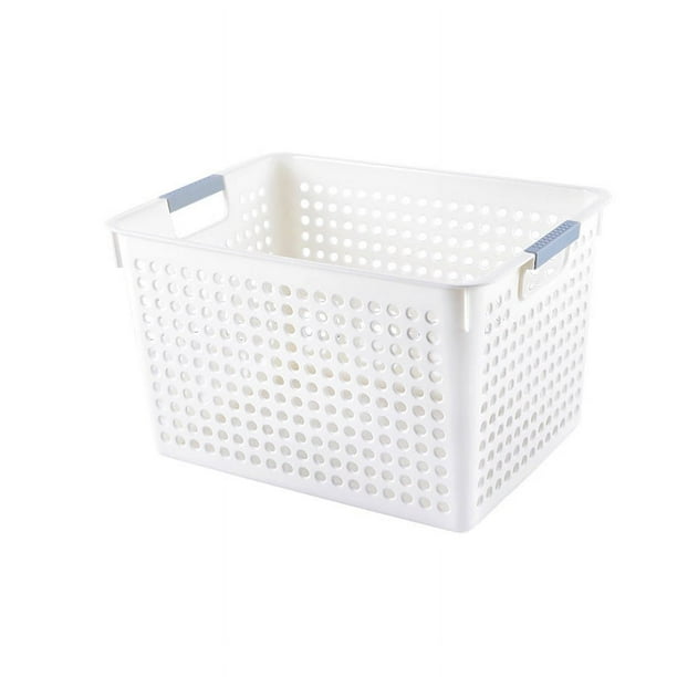Cesta de almacenamiento rectangular pequeña estilo vintage, color blanco
