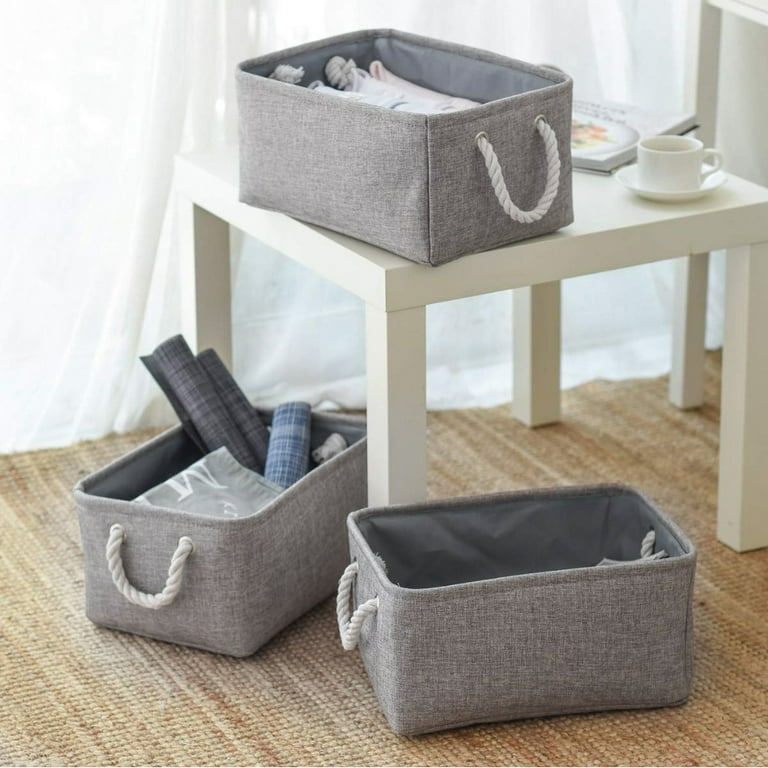 ODOMY Grey Basket Storage Baskets Fabric Baskets Rectangular Storage Bins Decorative Baskets Canvas Storage Basket for Empty Gifts Basket Storage for