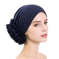 thumbnail image 5 of HuangHuanChen Head Wraps for Women Stretch Head Scarf African Hair Wraps Turban Headwraps Jersey Lace Beanie Hat Turban for Women Head Covering Wrap Sleeping Cap Night Hat Navy One Size, 5 of 5