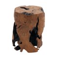 thumbnail image 1 of Deco 79 Natural Teak Wood Root Burl Cylindrical Stool, 14" W x 18" H, Brown, 1 of 8