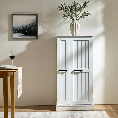 HIUU Small Kitchen Pantry Cabinet,White Storage Cabinet Dining Room,Small Food Pantry Cabinet with Doors & Adjustable Shelves,kitchen cupboards