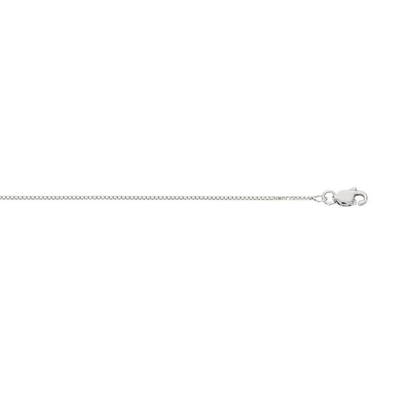 10k White Gold 0.8mm Shiny Box Chain With Lobster Clasp Necklace - 2.0 Grams - 18 Inch