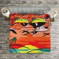 thumbnail image 3 of Ambesonne Flamingo Quilted Bedspread Set 3 Pcs, Birds in the Air Art, Queen Size, Multicolor, 3 of 3