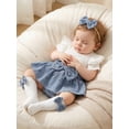 thumbnail image 6 of Loicainy Newborn Baby Girls Summer Romper Dress 3 6 9 12 Months Short Sleeve Skirt Jumpsuit + Long Socks + Headband Set Clothes, 6 of 9