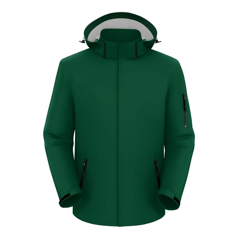 Evdexr Men's Zip Up Rain Jacket Big and Tall Waterproof Hoodie