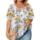thumbnail image 2 of Tops de Manga Corta de Tamaño Más de las Mujeres, Blusas de Cuello en V Impresas de Verano de Moda para Uso Casual, Diario Y de Fiesta, 2 of 6