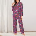 thumbnail image 2 of Honeii Summer Flamingo print Women's Pajama Sets Long Sleeve Button Down Sleepwear Nightwear Soft Pjs Lounge Sets-X-Large, 2 of 7