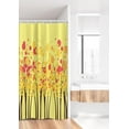 thumbnail image 2 of Yellow Stall Shower Curtain, Colorful Autumn Fall Forest with Dotted Flowers Seasonal Texture Home Print, Fabric Bathroom Decor Set with Hooks, 36" W x 72" L, Yellow Orange, 2 of 3