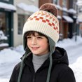 thumbnail image 2 of mgoYE Kids Winter Beanie Hat with Ear Flaps, Knitted Pom Pom Design, Fleece Lined, Warm Winter Hat for Boys and Girls, 2 of 5