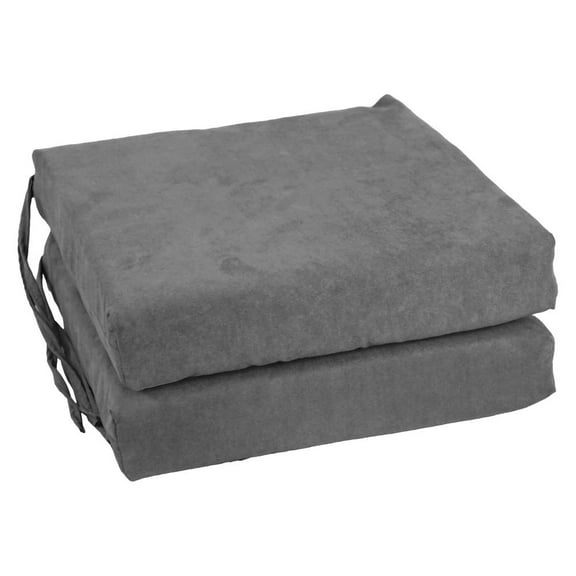 Blazing Needles Indoor 16" x 16" Microsuede Chair Cushion, Steel Grey