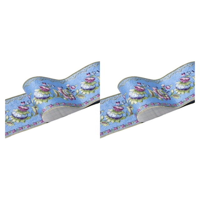 Advancent Palo de esquina de pared con borde de PVC multicolor, línea de cintura impermeable de PVC duradera a la moda Retro para pared, flor de Flor de linterna azul 2Conjunto