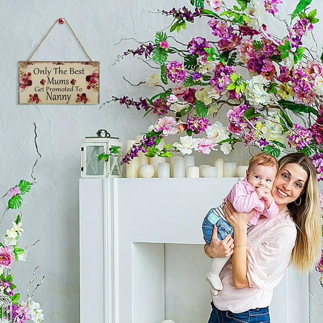 Placa colgante de madera en forma de corazón | Letrero de regalo para el Día de la Madre | Madera de álamo con bordes lisos | Colgante decorativo ligero | Adorno para puerta de pared | 20x10x0,5cm |
