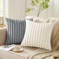 thumbnail image 5 of Pallene Faux Fur Plush Throw Pillow Covers 18x18 Set of 2, Luxury Soft Fluffy Striped Decorative Pillow Covers for Sofa, Couch, Living Room, Grey, 5 of 16