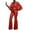 Red, variant on Sequin Jumpsuits for Women Sparkly Wrap V Neck One-Piece Flare Leg Elegant Party Romper Clubwear