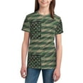thumbnail image 3 of Wukai Jungle Green Camo USA Flag Youth Unisex Short Sleeve T-Shirt for Boys, Girls, Teens, and Kids-X-Small, 3 of 7