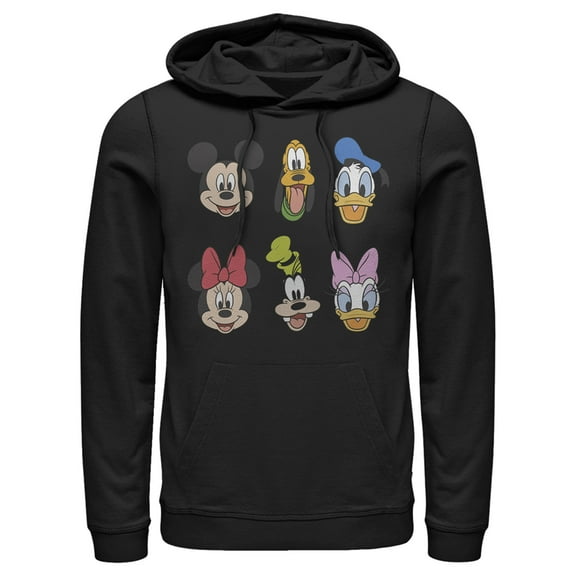 Men's Mickey & Friends Group Portraits Pull Over Hoodie Black Large