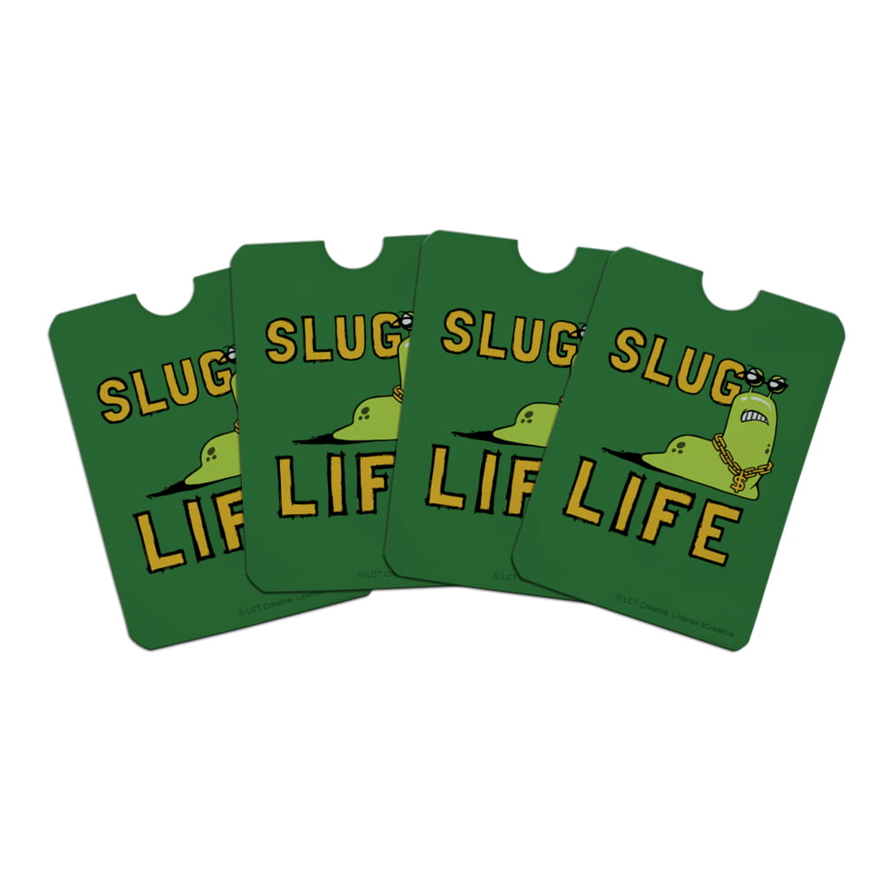 Slug Life Funny Humor Credit Card RFID Blocker Holder Protector Wallet Purse Sleeves Set of 4 