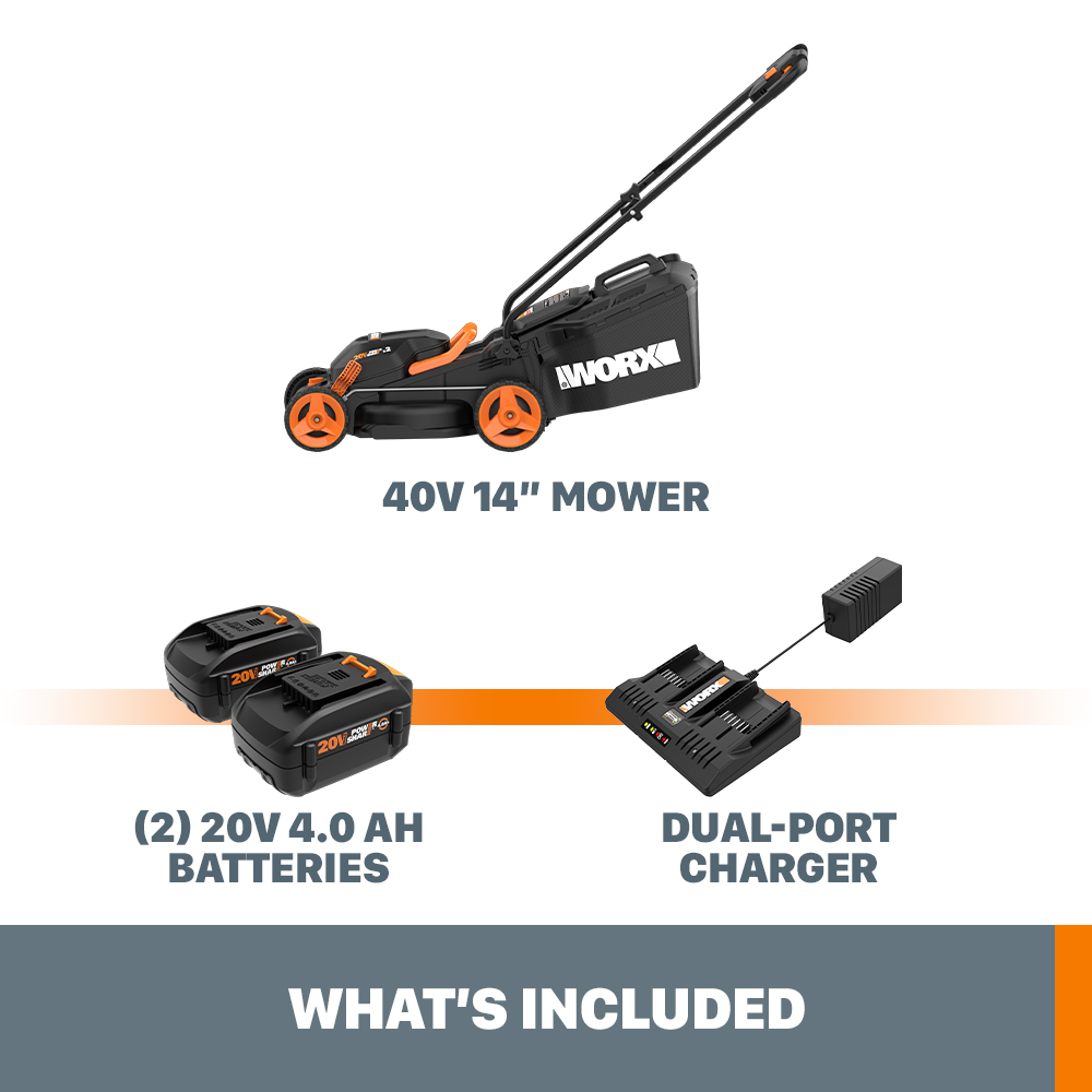 Worx WG779 40V Power Share 4.0Ah 14" Cordless Lawn Mower (Battery and Charger Included) - image 2 of 10