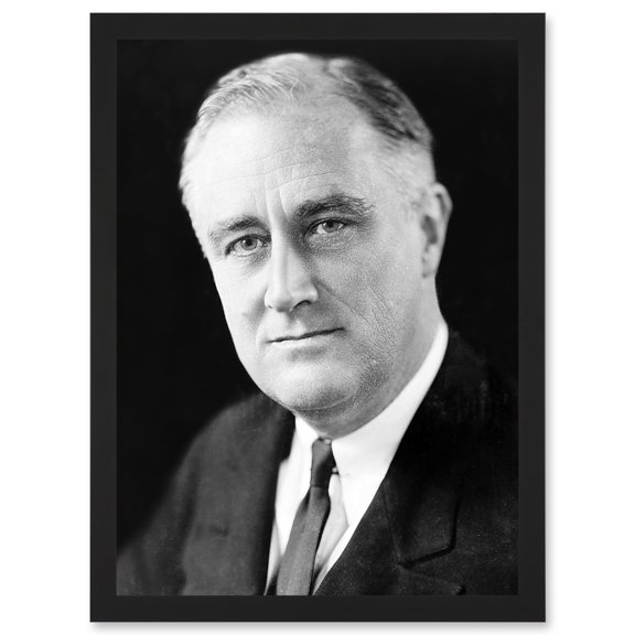 Portrait President FDR Franklin Roosevelt USA Photo Artwork Framed Wall Art Print A4