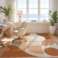 thumbnail image 3 of Design&I 8'x10' Washable Area Rug Beige Terracotta Geometric Abstract Modern Shapes with Curved Lines for Dining Room, Large Office, Lounge, Snag-Free, 3 of 7