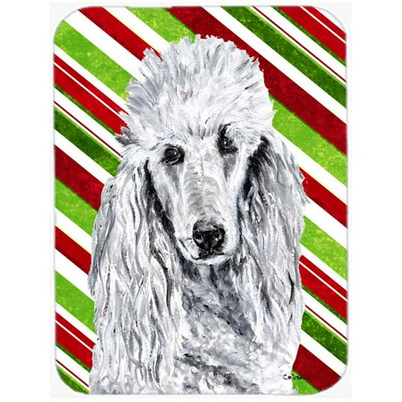 White Standard Poodle Candy Cane Christmas Mouse Pad, Hot Pad Or Trivet, 7.75 x 9.25 In.